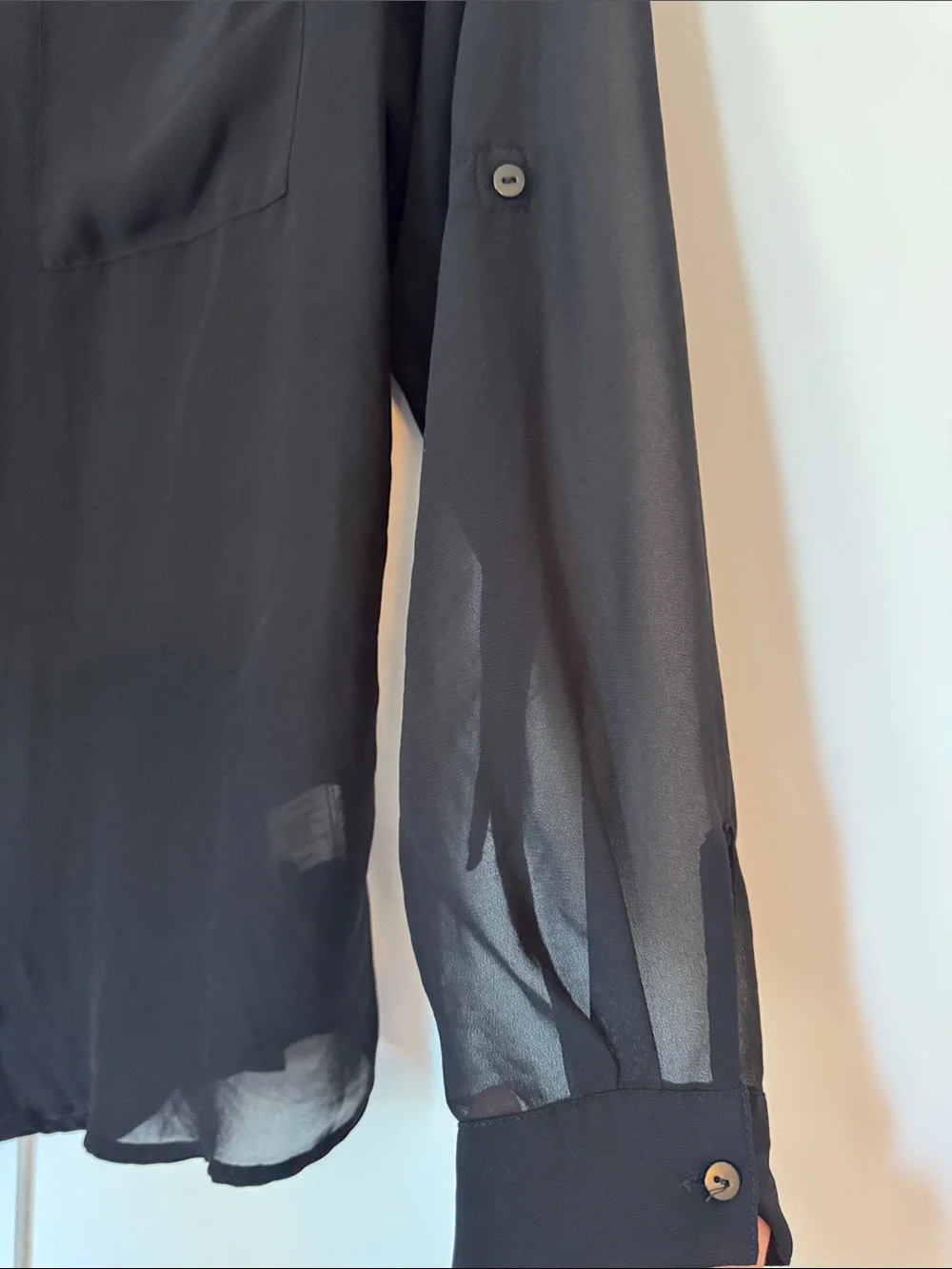 Decree Black Sheer Long-Sleeve Button-Up Shirt